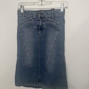 Vtg Y2K Xoxo Denim Skirt Blue Size 0 Stretch